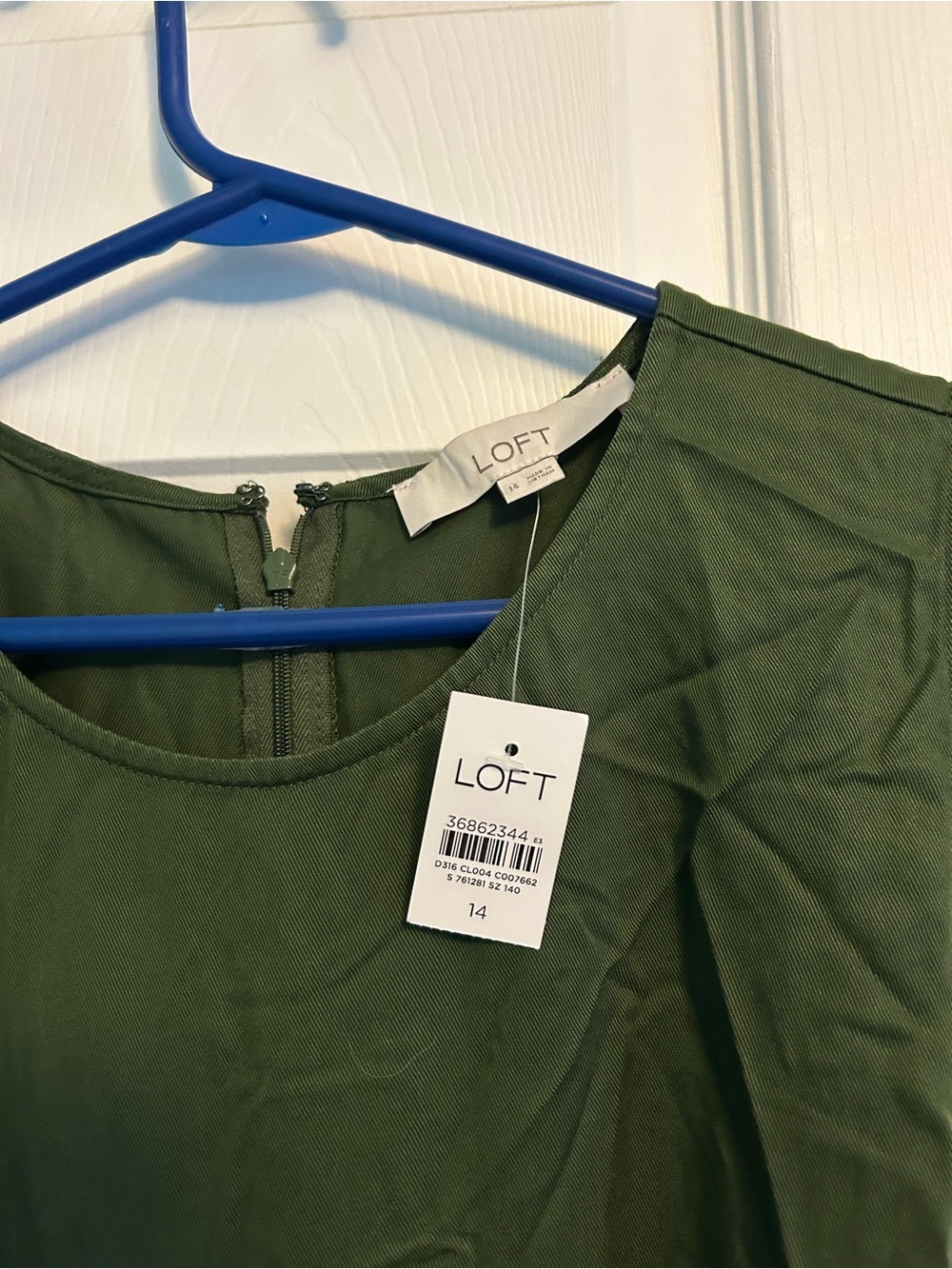 LOFT Olive Green Sleeveless Belted Maxi Jumpsuit - Picture 2 of 3